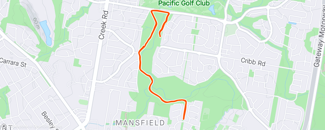 Map of the activity, Mansfield Parkrun