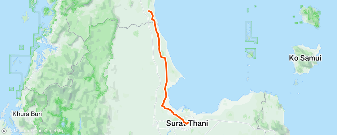 Map of the activity, Thailand: La Mae to Surat Thani