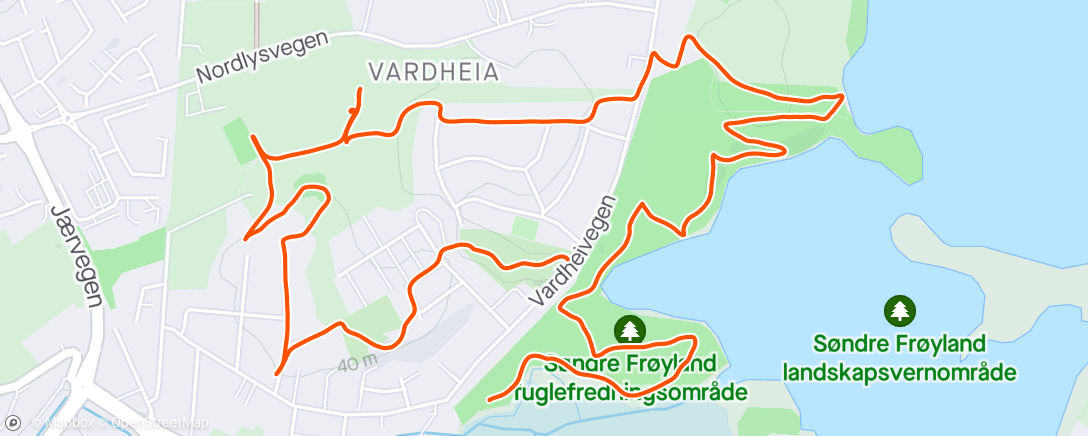 Map of the activity, Bedrifts o-løp Vardheia/Sandtangen