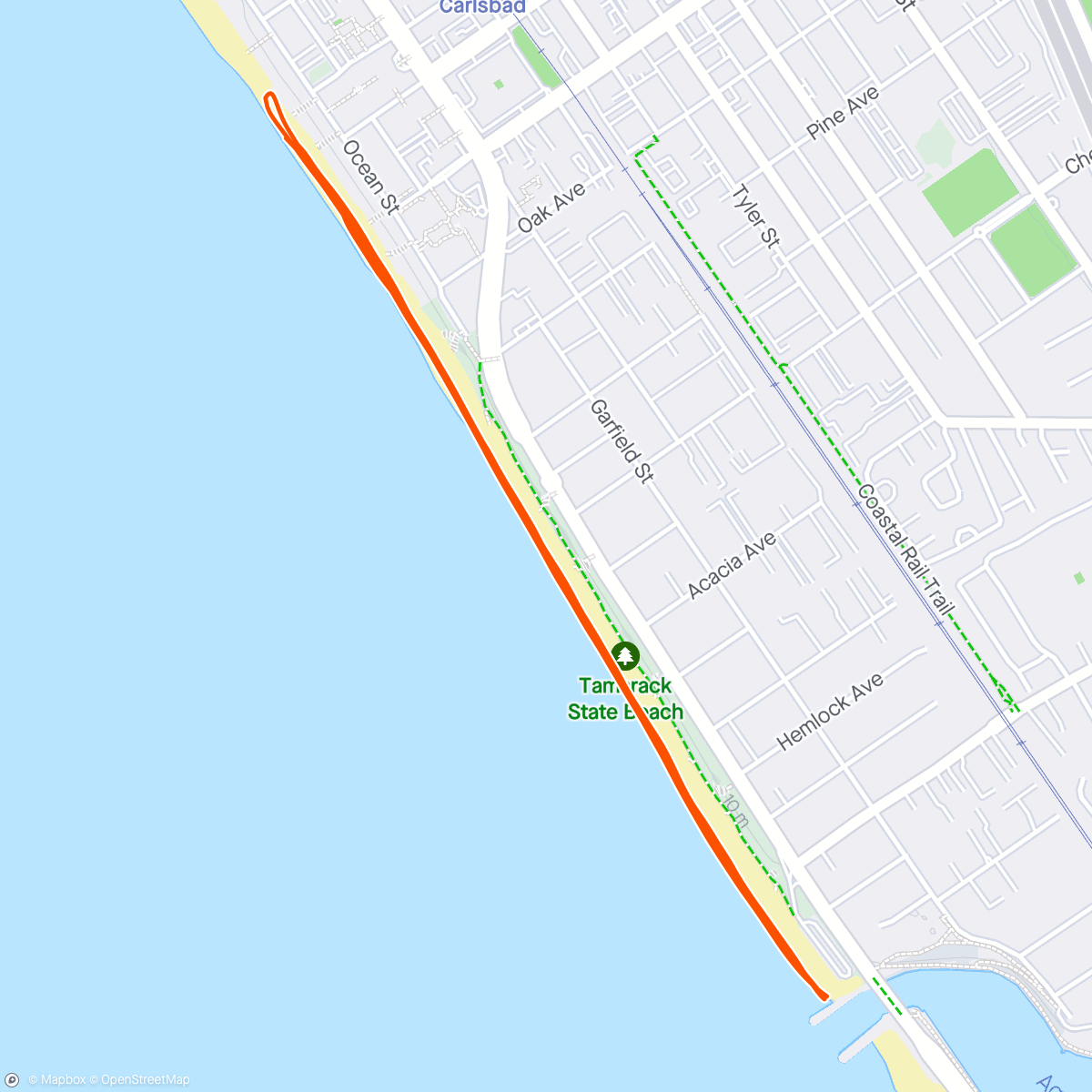 Map of the activity, Beach run from the hotel  😊 🏝️ 🌊 🏃🏼‍♀️