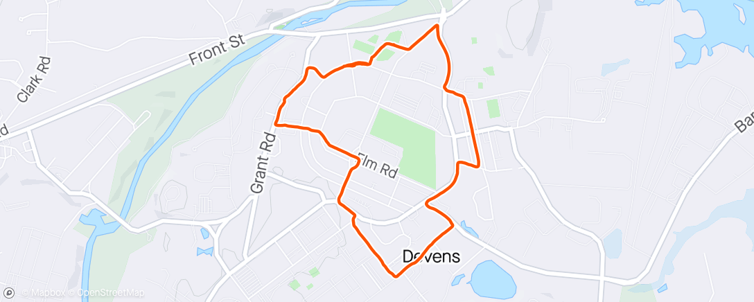 Map of the activity, Devens Dog Walk