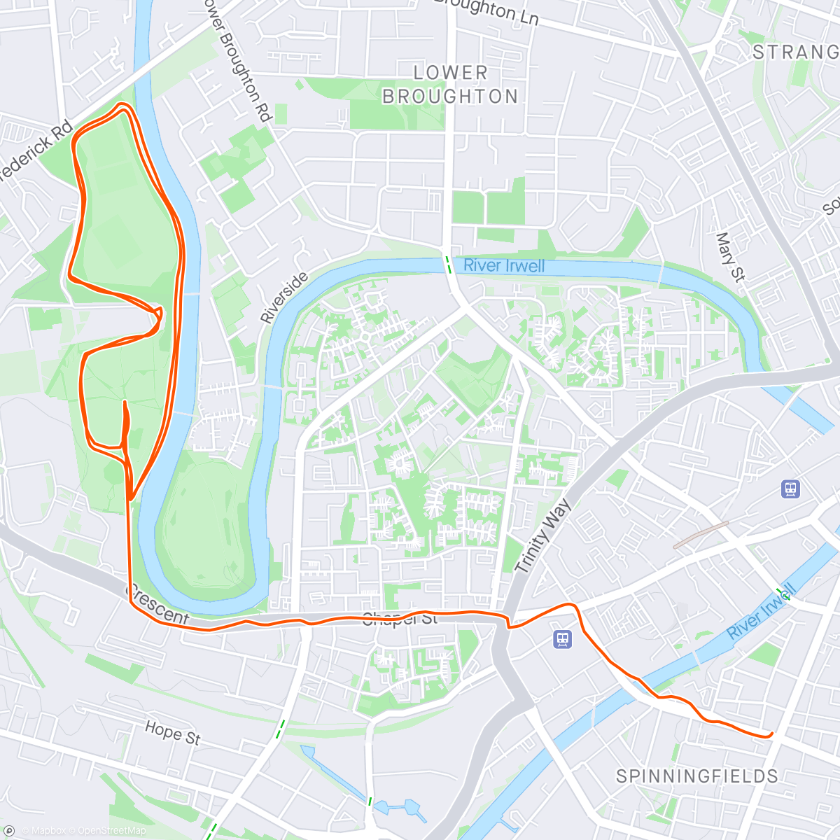 Map of the activity, Peel Parkrun (Manchester UK)