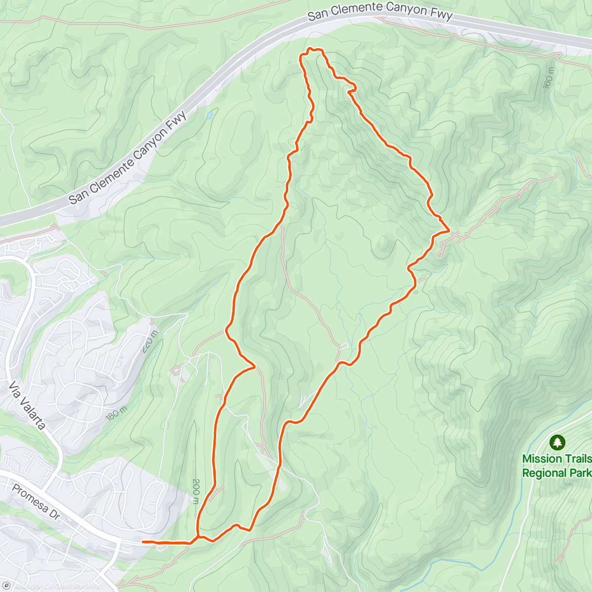 Map of the activity, Meta Run Club, San Diego Trails Edition