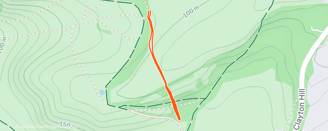 Map of the activity, Step Reps - an Hour on the Hill with some good rain and mud