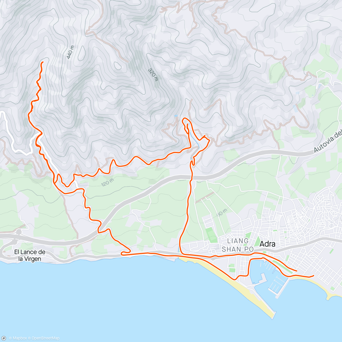 Mapa de la actividad, Bicicleta eléctrica por la tarde