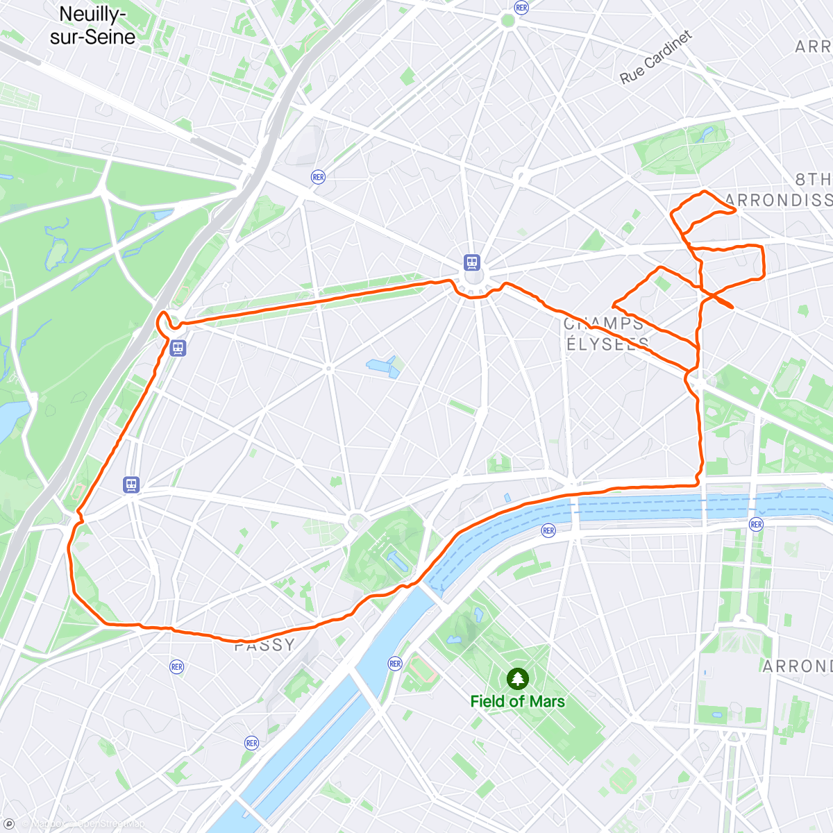 Map of the activity, Premier run avec la team AR Ouest 🏃
Prépa 10k Bois de Boulogne J-11 ⚡️