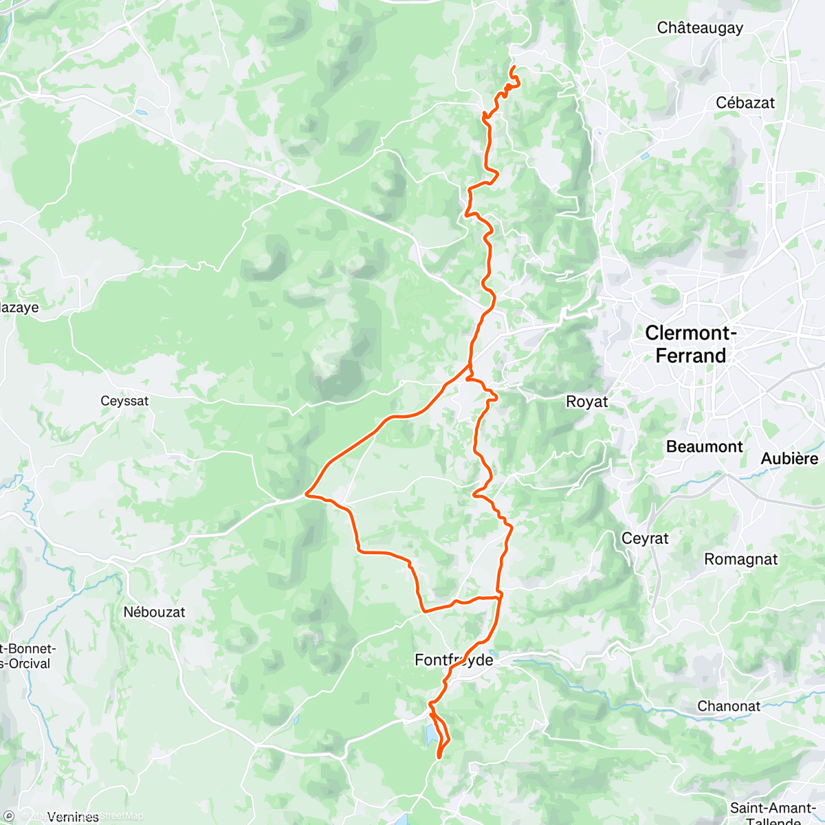 Map of the activity, Sortie gravel le matin