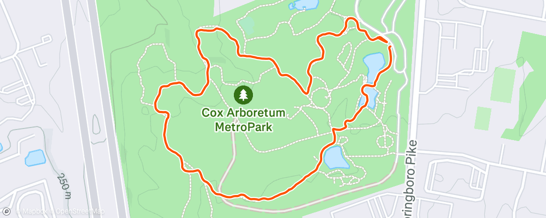 Map of the activity, Cox Arboretum Hike