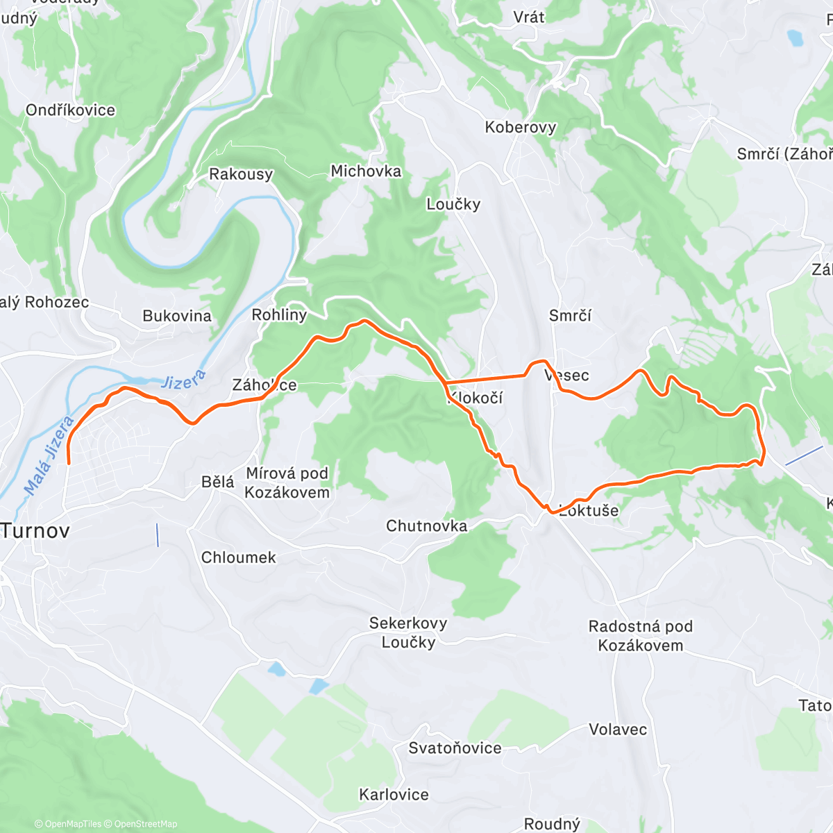 Map of the activity, TUR vybeh Kozákov