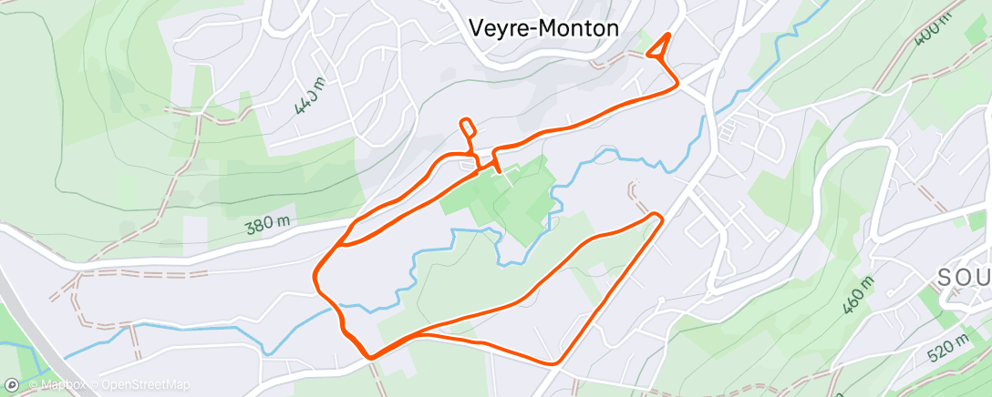 Map of the activity, Course à pied en soirée