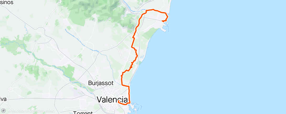 Map of the activity, Fietsrit Valencia dag 5