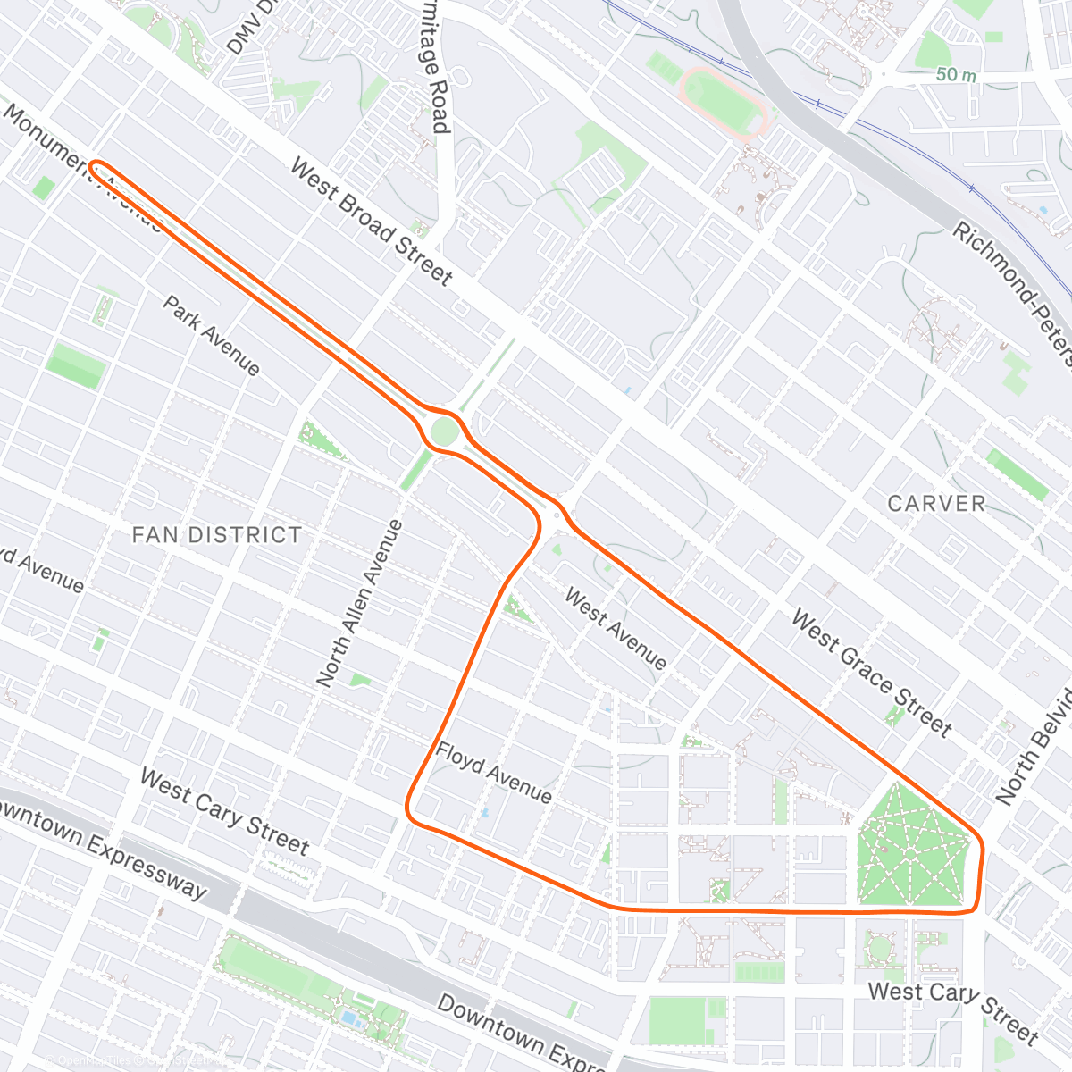 Map of the activity, Zwift - The Fan Flats in Richmond