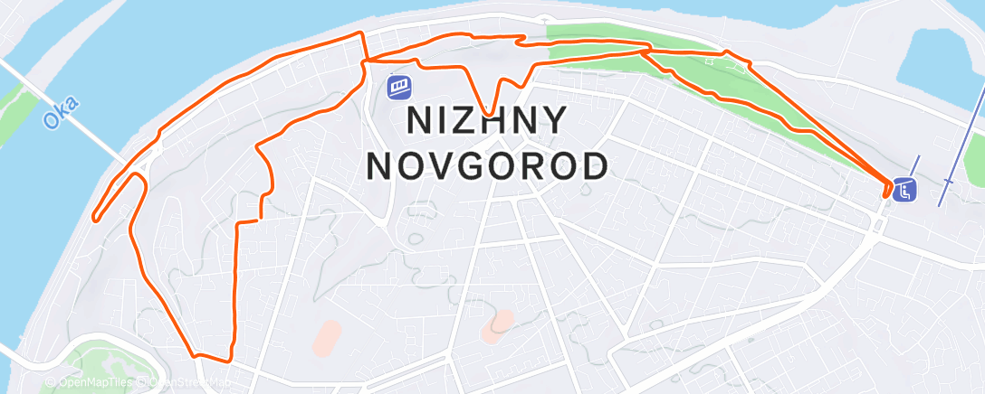 Map of the activity, Snowy up-hilling