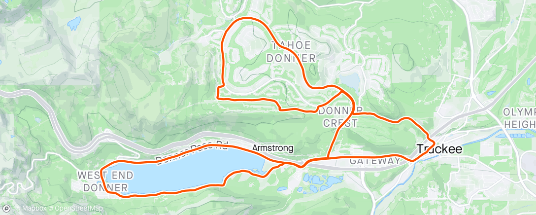Map of the activity, Around Donner lake and Northwoods loop