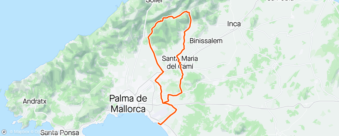 「Mallorca dag 5 - Orient-runden m/lunch i Alaro」活動的地圖