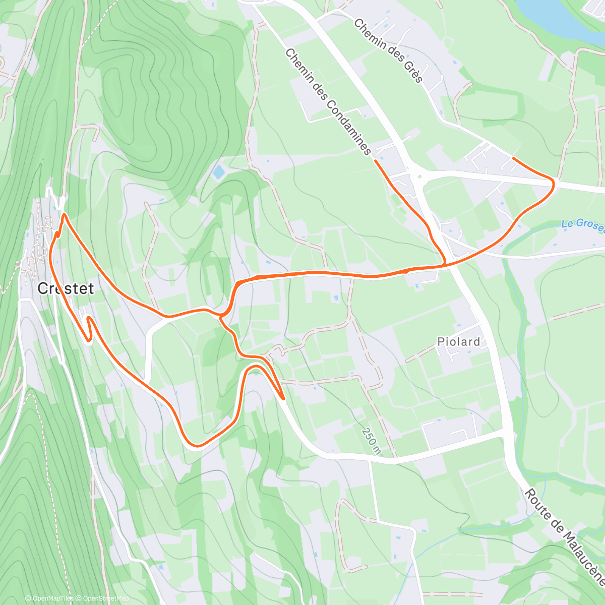 Map of the activity, Wandeling naar Crestet hoog
