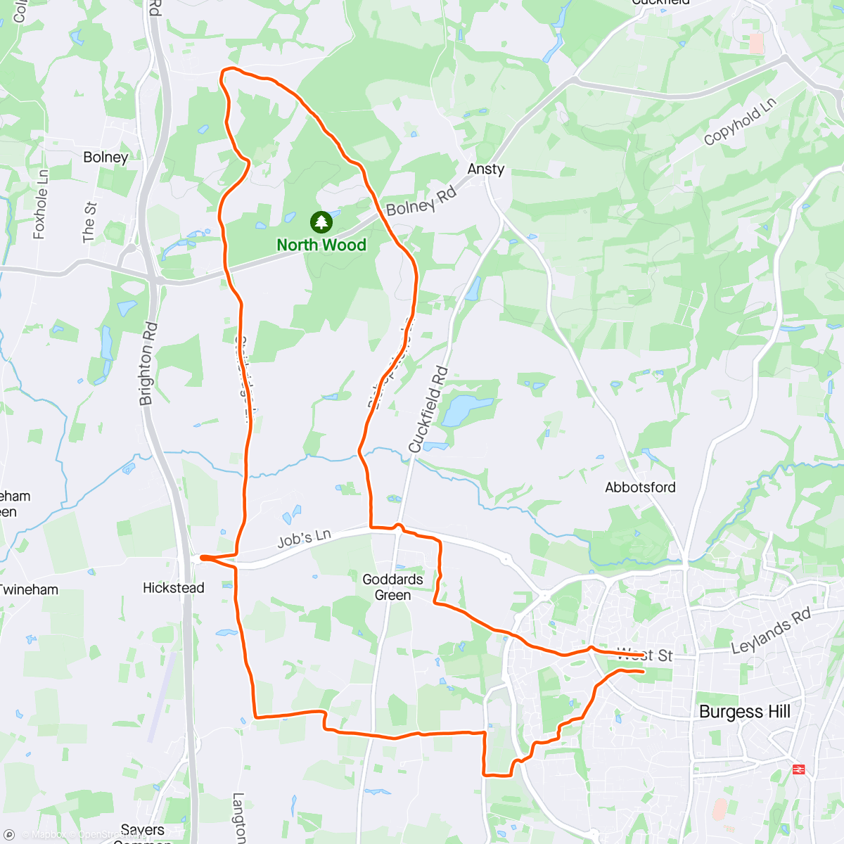 Map of the activity, Hills and distance