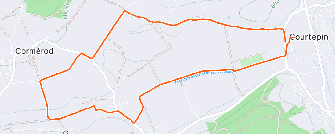Map of the activity, Course à pied du midi