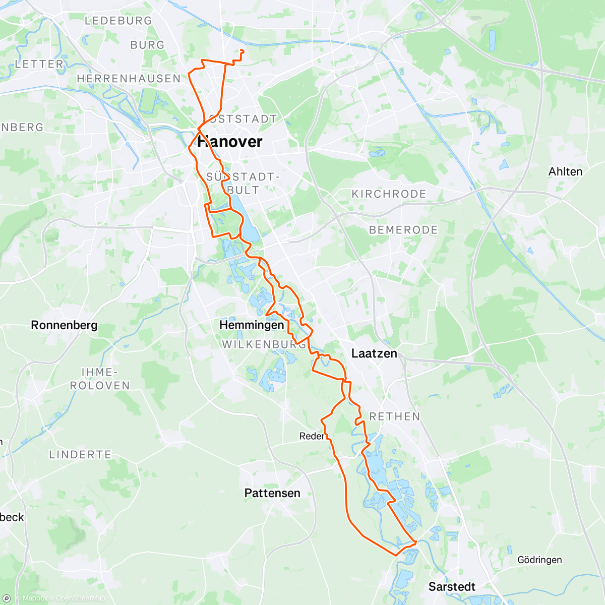 Map of the activity, Gravel-Fahrt am Nachmittag