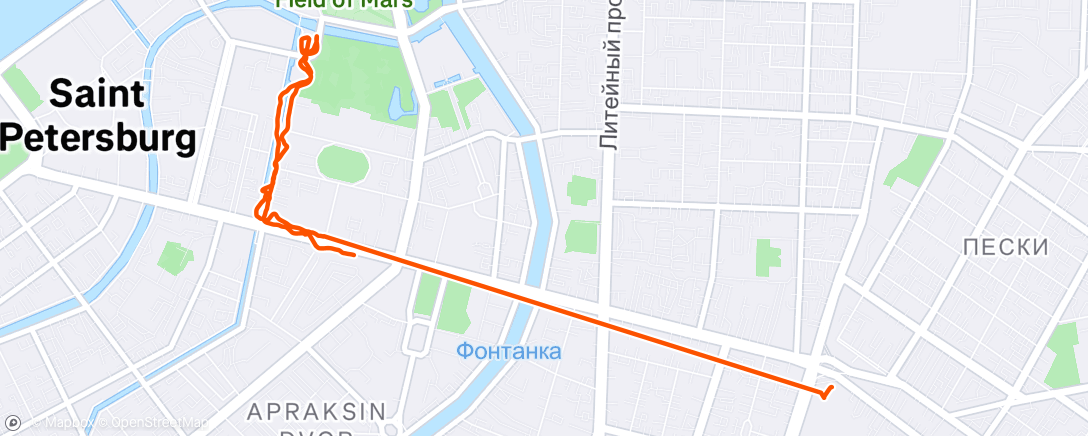 Map of the activity, Evening Walk