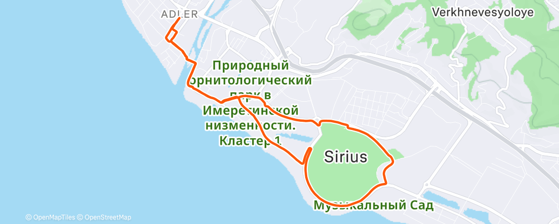 Map of the activity, Afternoon Run
