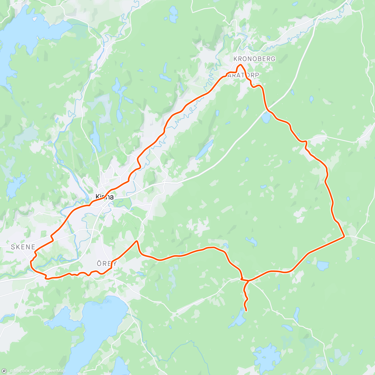 Mapa da atividade, LV lugnt - stugan - Skene - Kinna - Fritsla - stugan