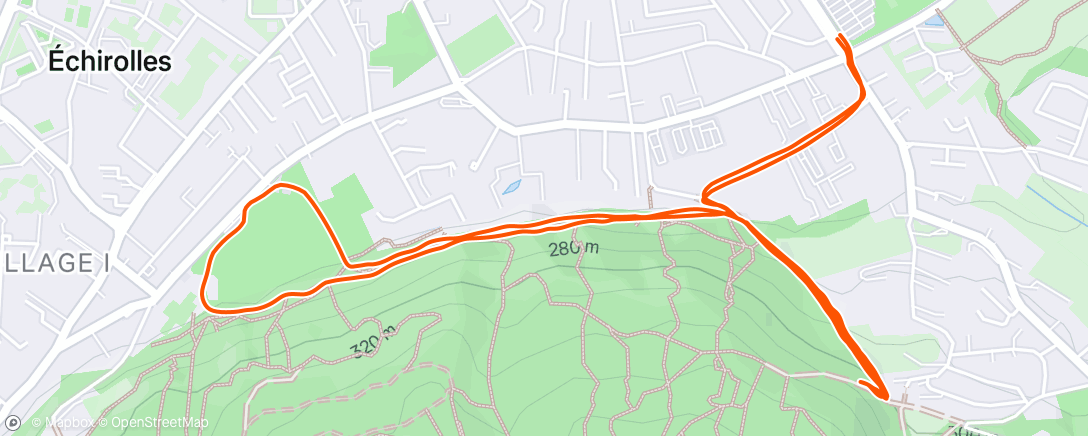 Map of the activity, Course à pied le midi