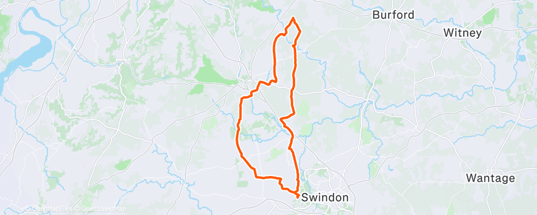 Map of the activity, Solo nonstop nearly Northleach