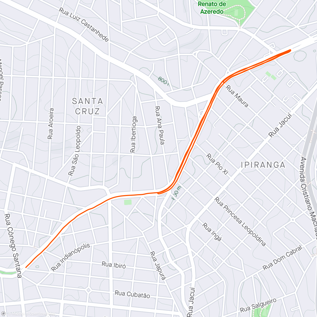 Map of the activity, Corrida noturna