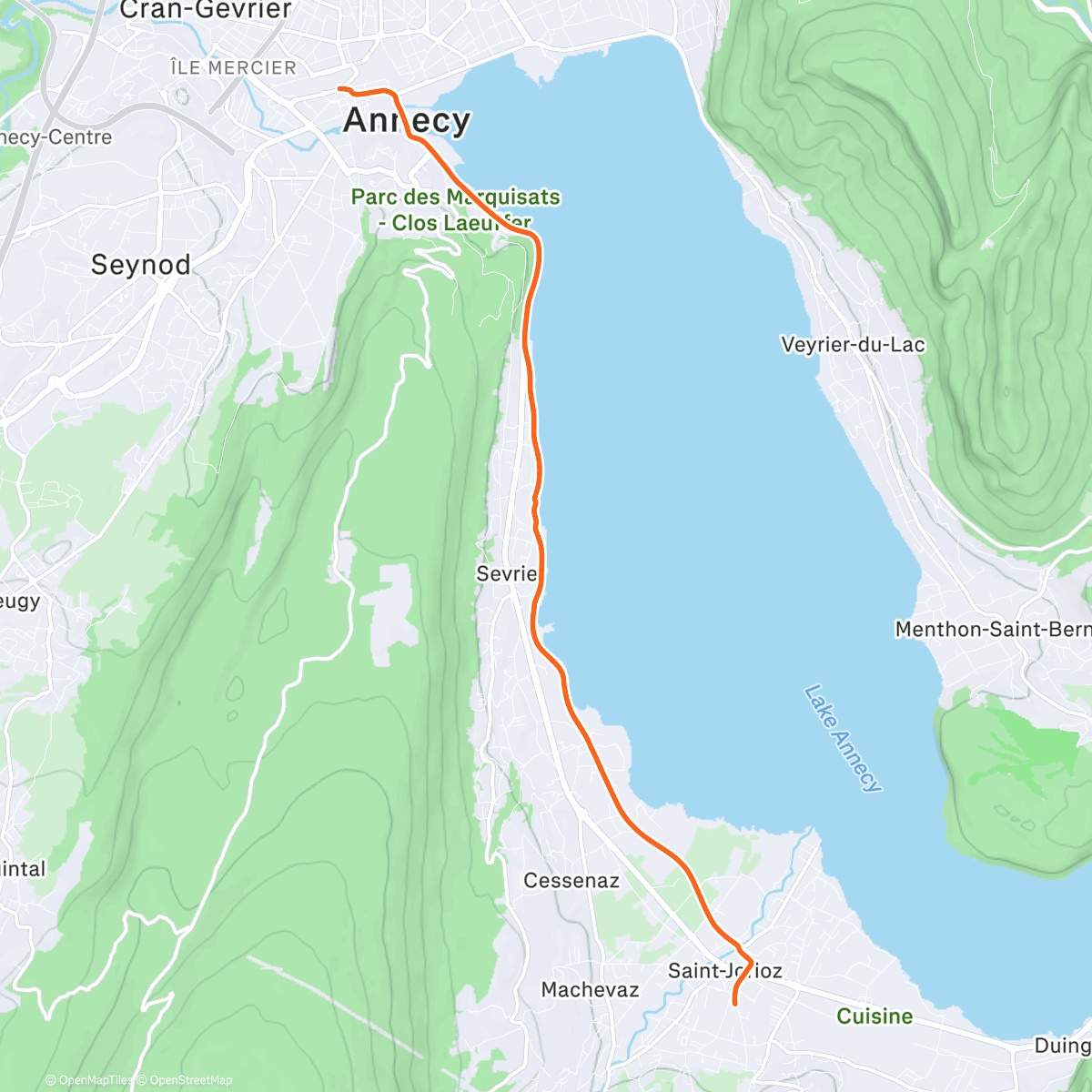 Map of the activity, Vélo + 50 kg