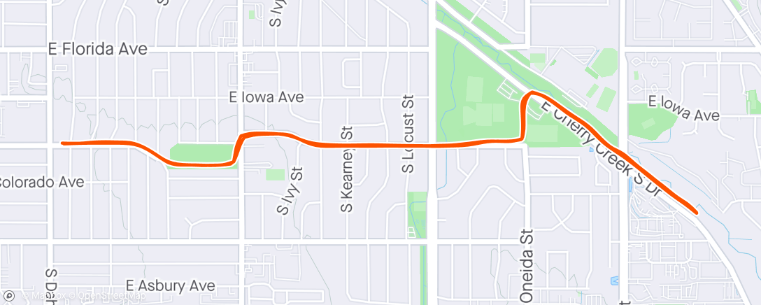 Map of the activity, Cherry Creek Greenway
