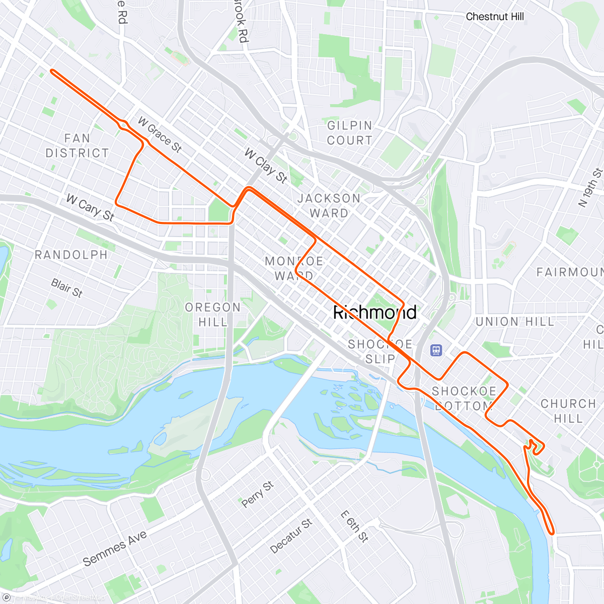 Mapa de la actividad, Zwift - Anaerobic Endurance 4 x 60sec in Richmond