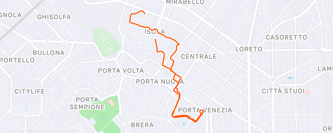 Map of the activity, Corsa mattutina