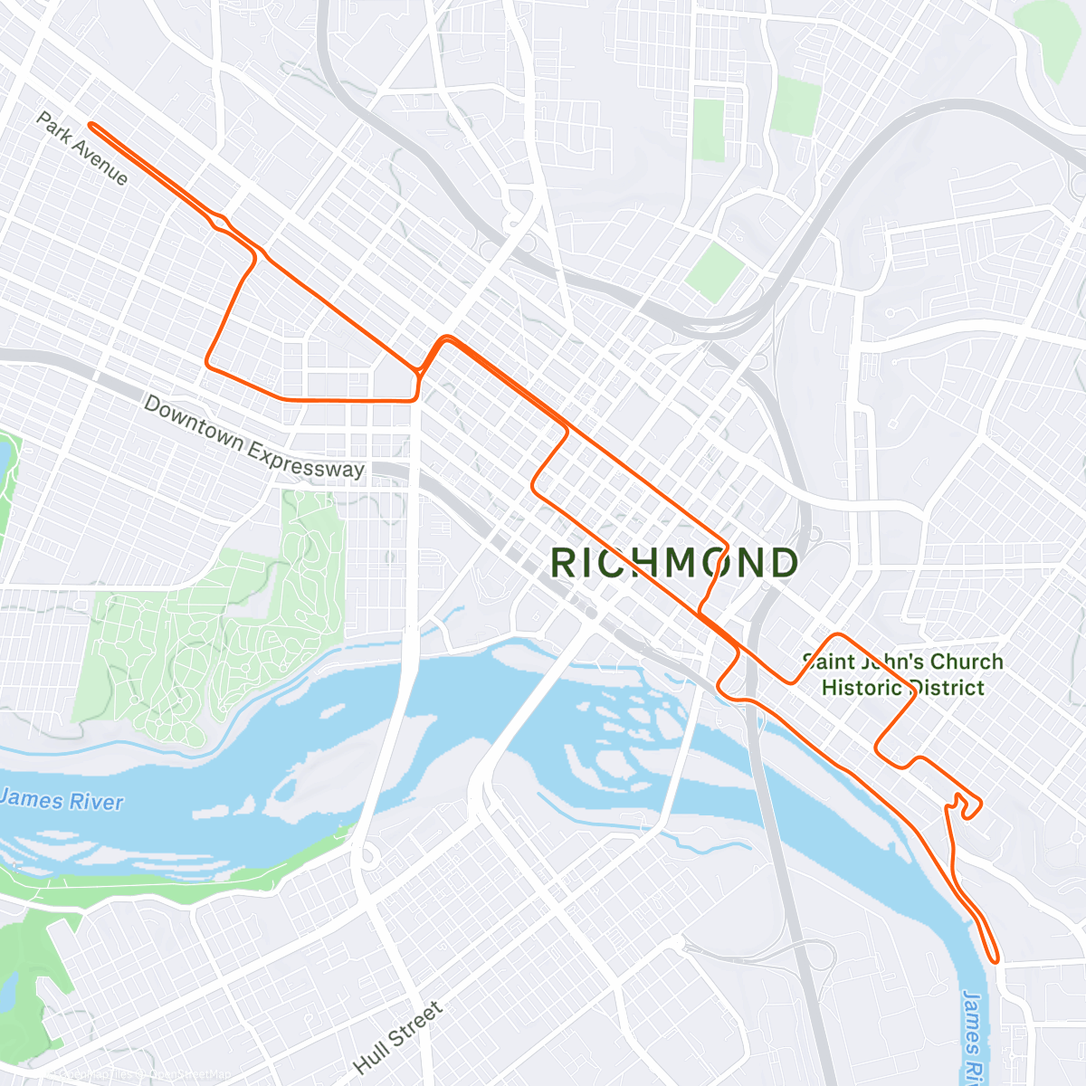Mapa de la actividad, Zwift - Group Ride: Ride with Nicholas Roche  on Libby Hill After Party in Richmond