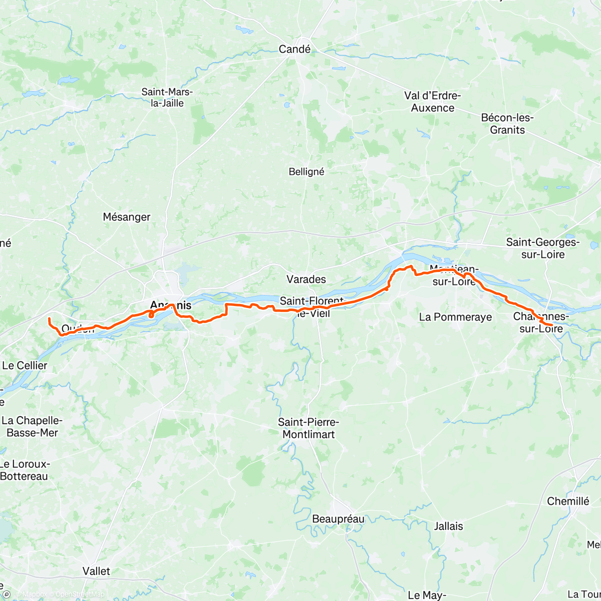 Map of the activity, Loire à vélo J3