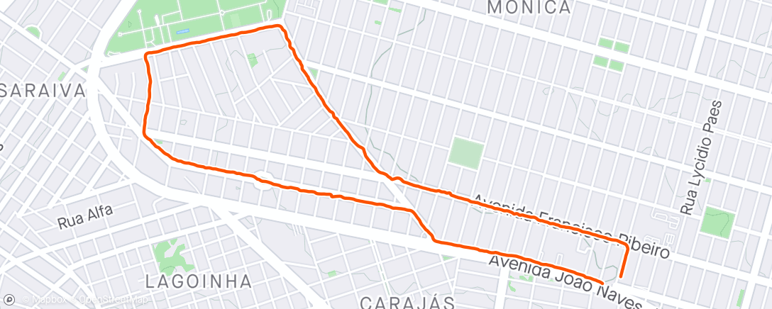 Map of the activity, Caminhada até a UFU