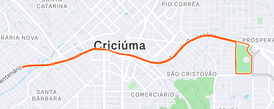 Map of the activity, Evening Run