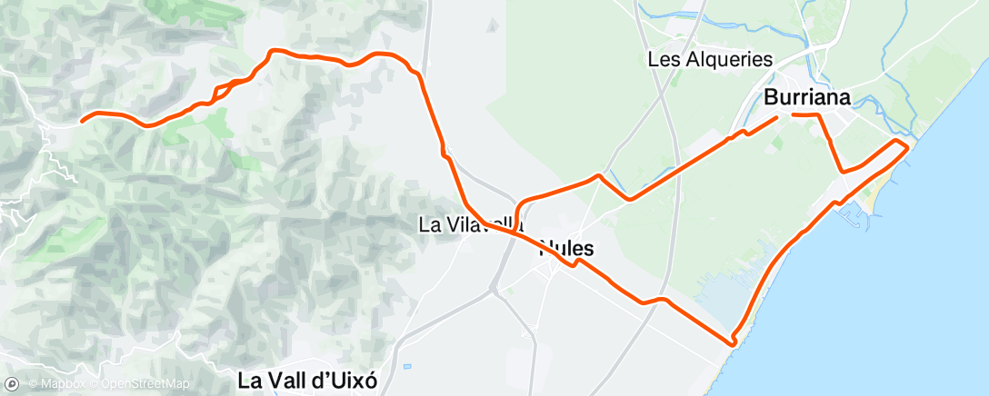 Map of the activity, Bicicleta al anochecer