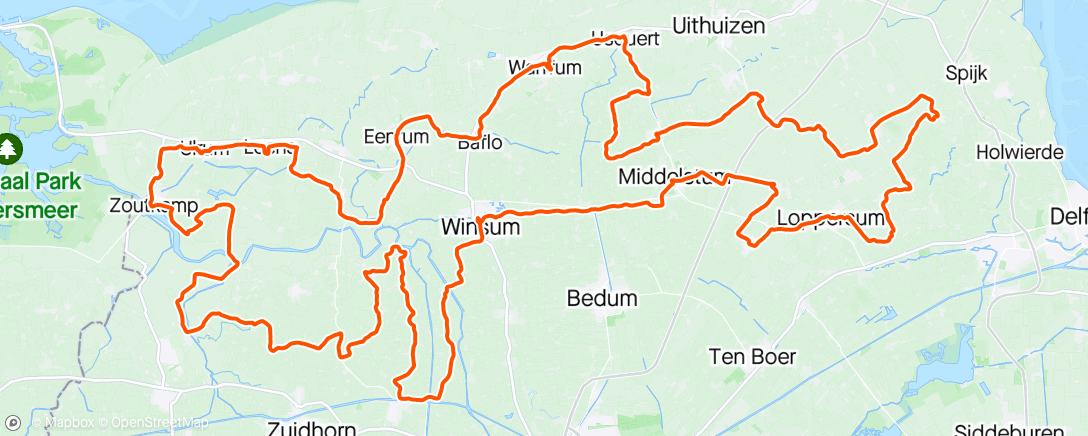 Map of the activity, Route Inspectie Winsumer Wierdentocht.