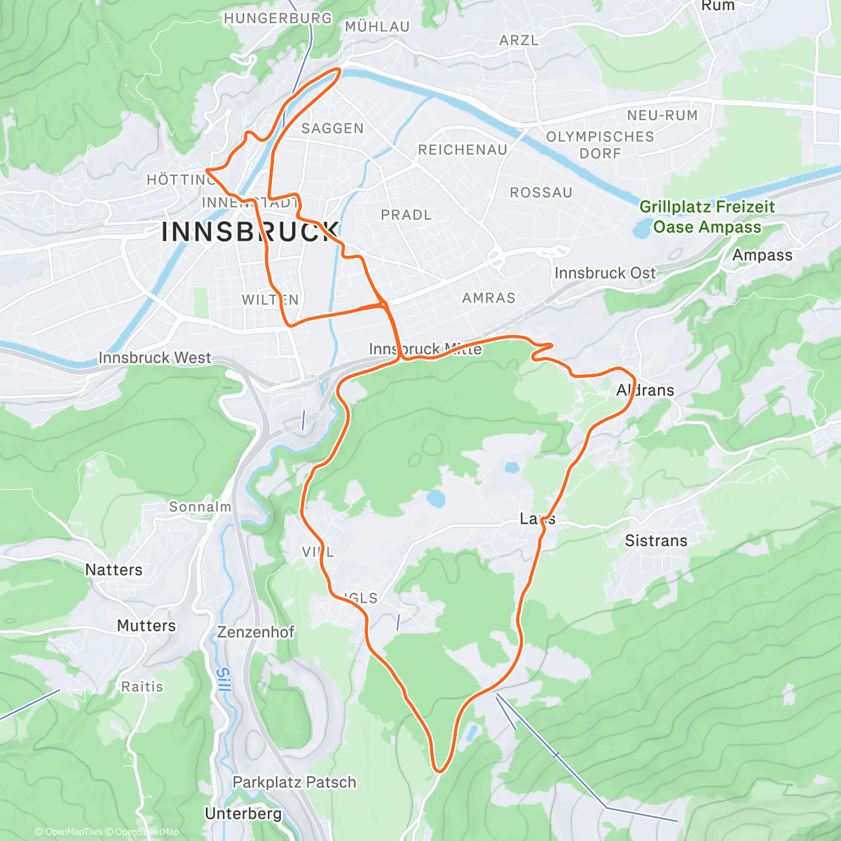 Map of the activity, Zwift - Innsbruck KOM After Party in Innsbruck