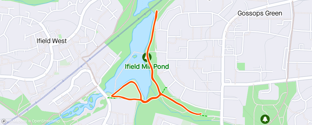Map of the activity, Ifield Mill Pond Parkrun