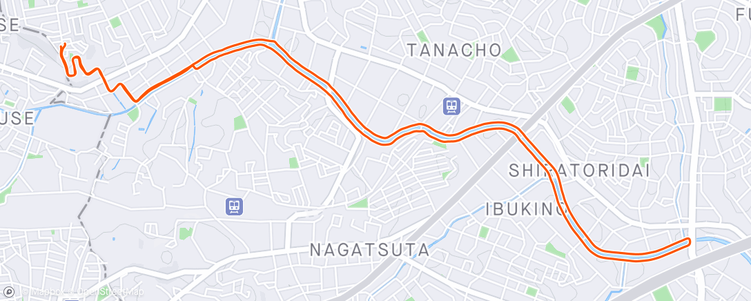 Map of the activity, 朝のランニングTana 3k tempo