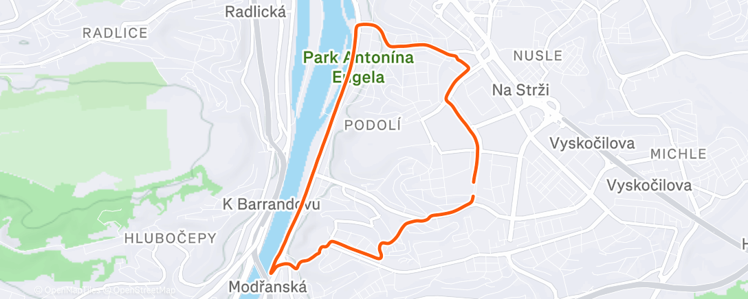 Map of the activity, Afternoon Run