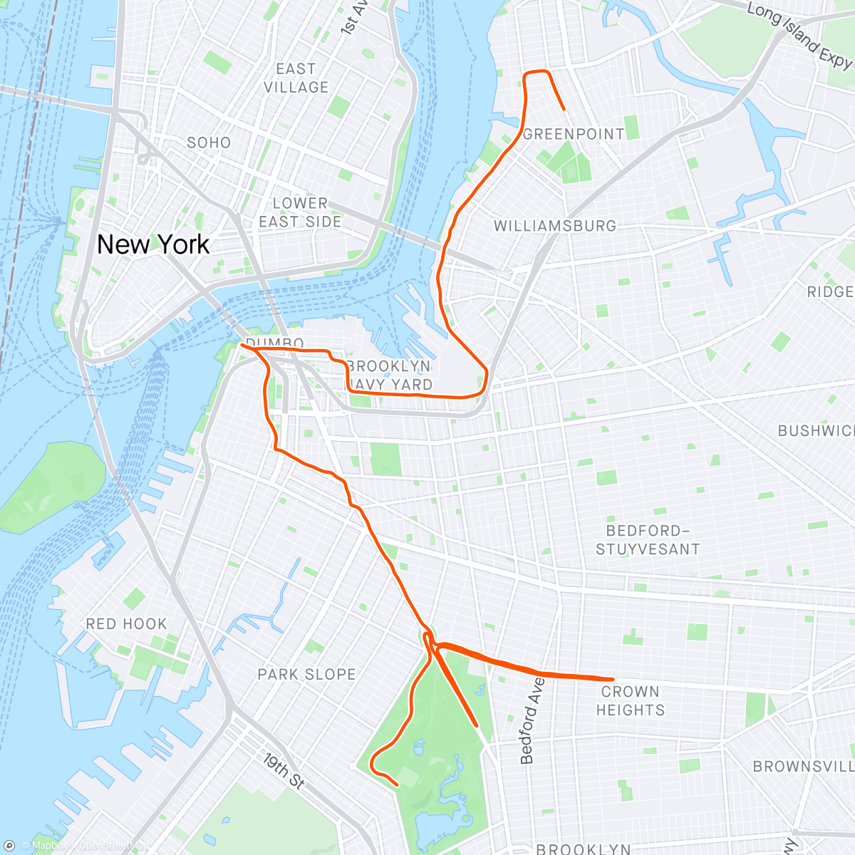 Mapa de la actividad, NYCRUNS Brooklyn Half