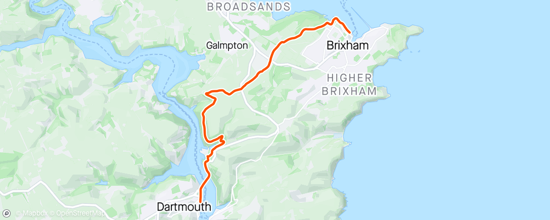Map of the activity, 🌦️ back to Dartmouth (inc ferry)