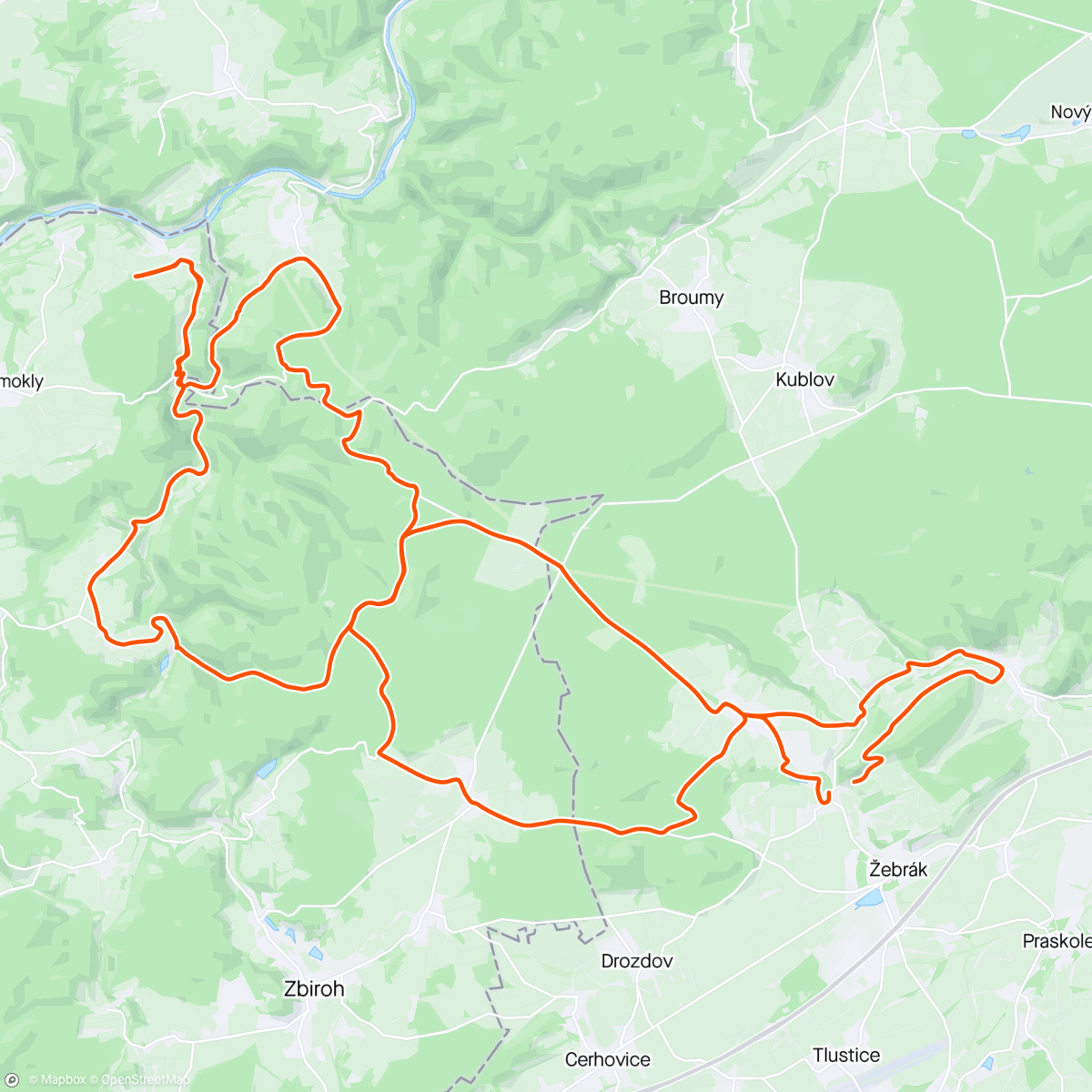 Map of the activity, Křivoklátské Šotolinky - support a focení