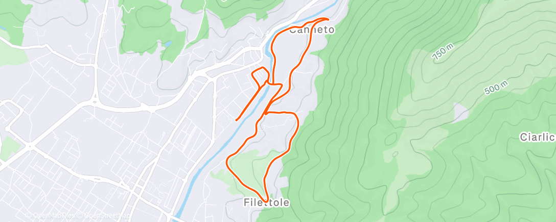 Map of the activity, Corsa dell'ora di pranzo