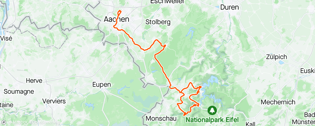 Map of the activity, UCI Gran Fondo Aachen.