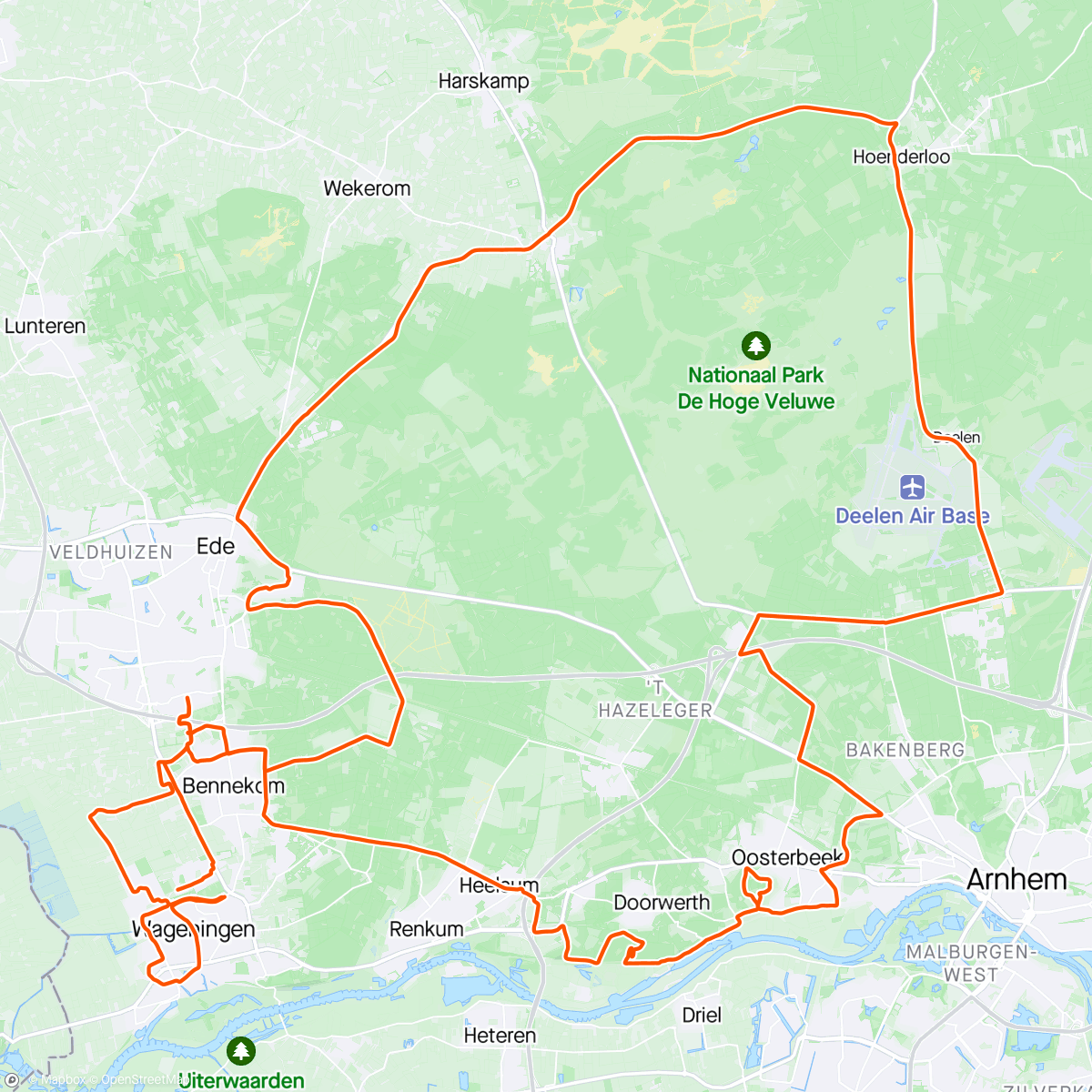 Map of the activity, Tour de Haute Veluwe