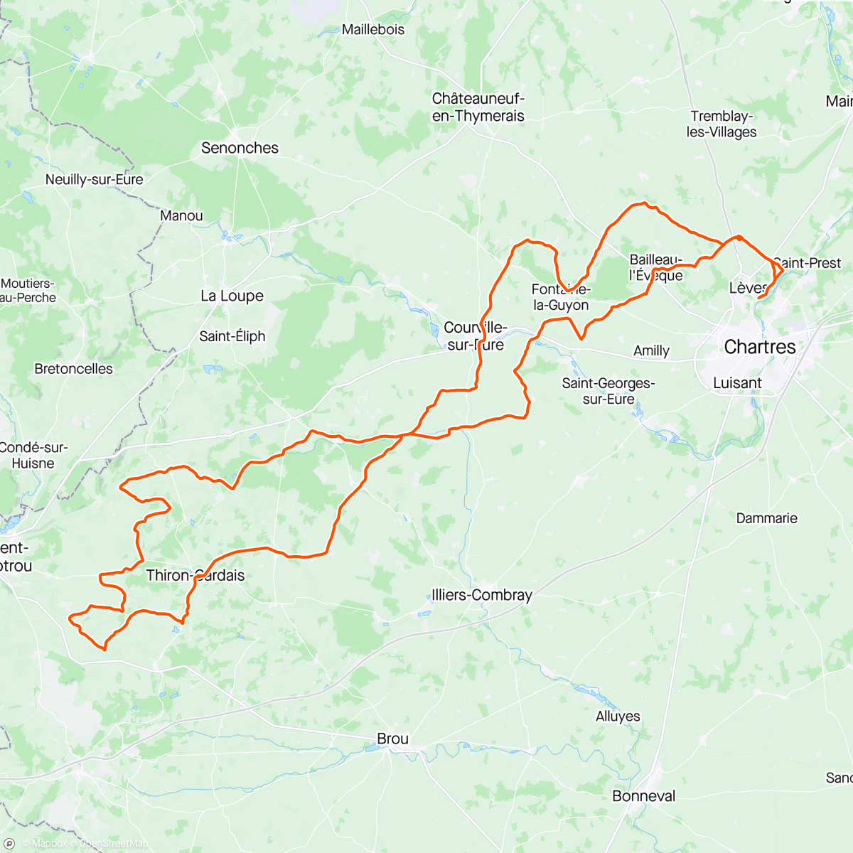 Map of the activity, Blé d'or - 10éme, échappé pendant 125km